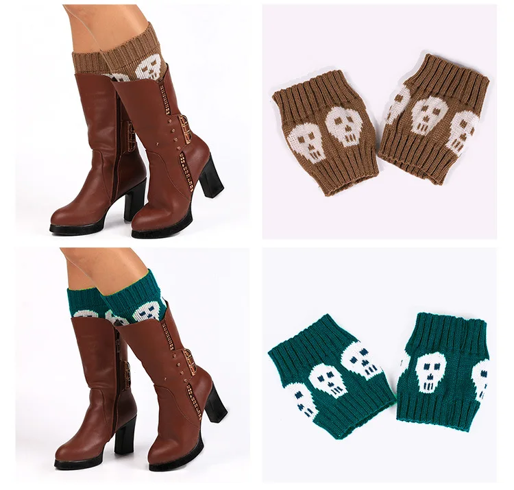 Christmas Halloween Yarn Decoration Skull Foot Sock Short Skull Necklace Anti-slip Knit Booties Socks