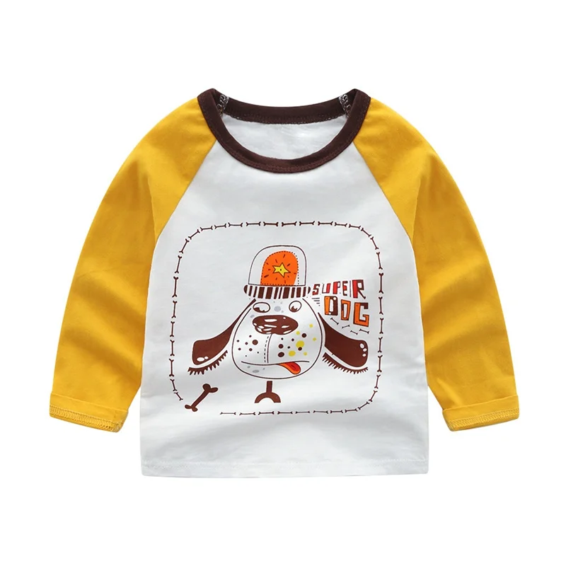 Коллекция года, весенне-осенняя футболка для мальчиков футболки с длинными рукавами в стиле пэчворк с рисунком динозавра и автомобиля хлопковые топы с круглым вырезом для детей - Цвет: Style 5