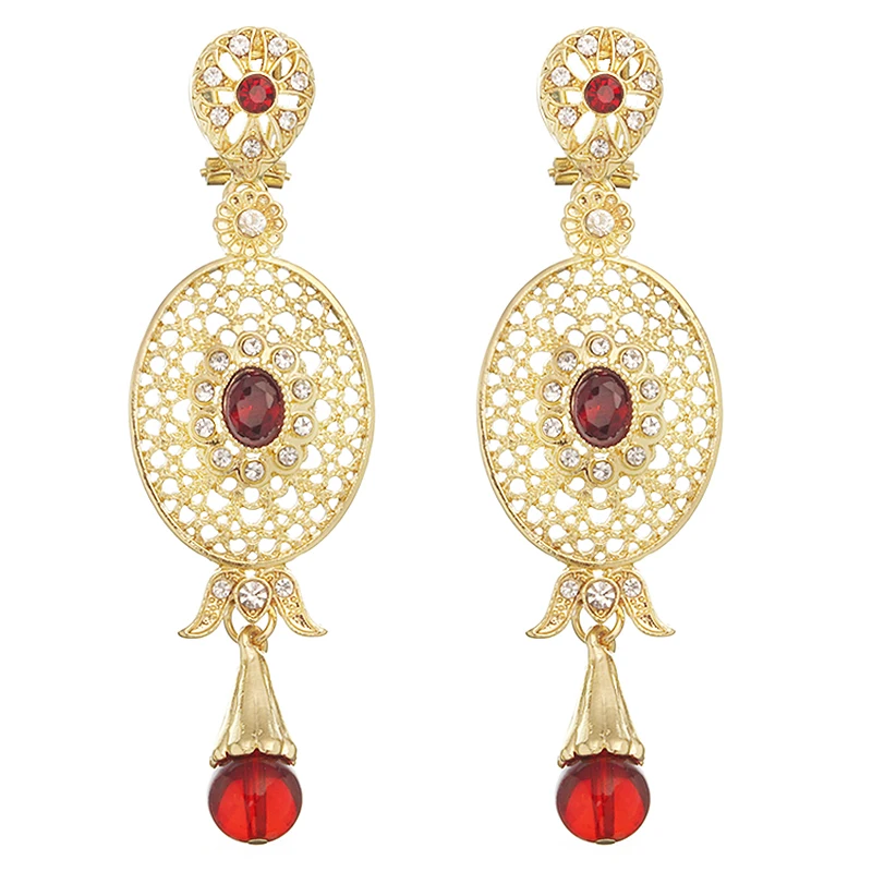 gold red Свадебные украшения, серьги в марокканском стиле, серьги с французским крючком, прямые продажи от производителя - Окраска металла: gold red