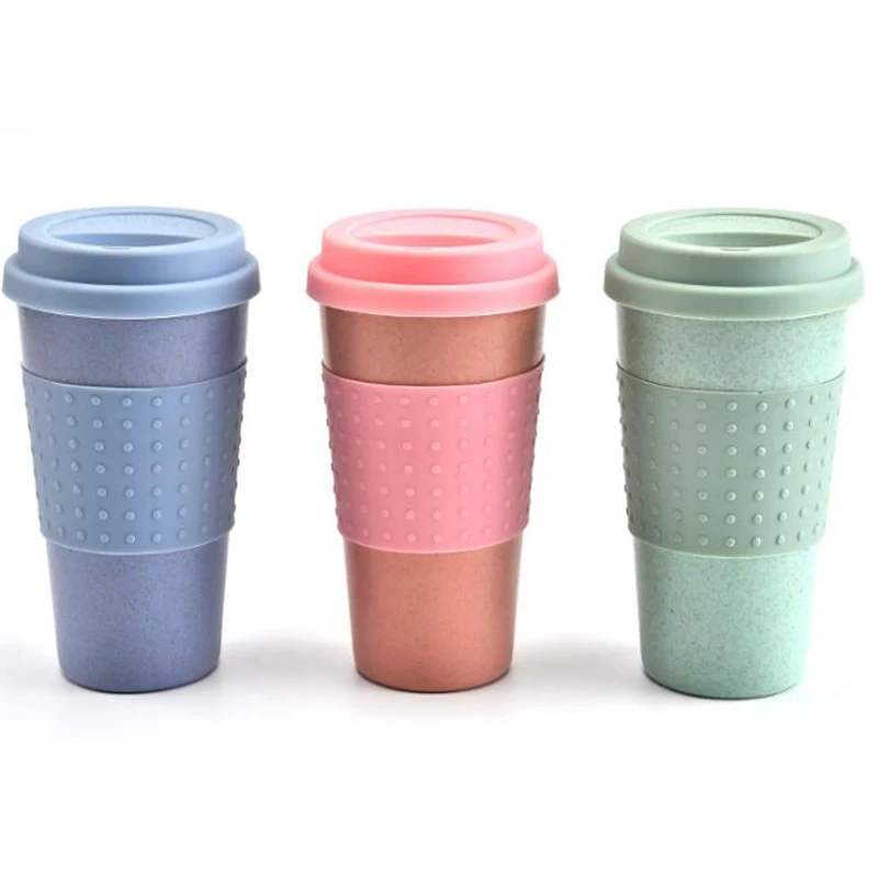 

Coffee Mug Travel Mug Reusable Water Cup Cola Coffee Cups Wheat Straw Healthy Drink Bottle Multi-Functional With Lid