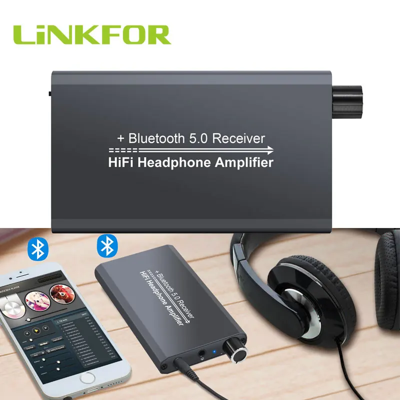 LiNKFOR 16-300Ω HiFi Headphone Amplifier With Bluetooth 3.5mm Audio Earphone Amp For aptX Low Latency SBC AAC Phones | Электроника