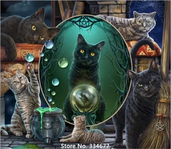 

Magical Montage cat Embroidery For Needlework Crafts14CT Counted Unprinted DIY Cross Stitch Kits Handmade Arts Wall Decor