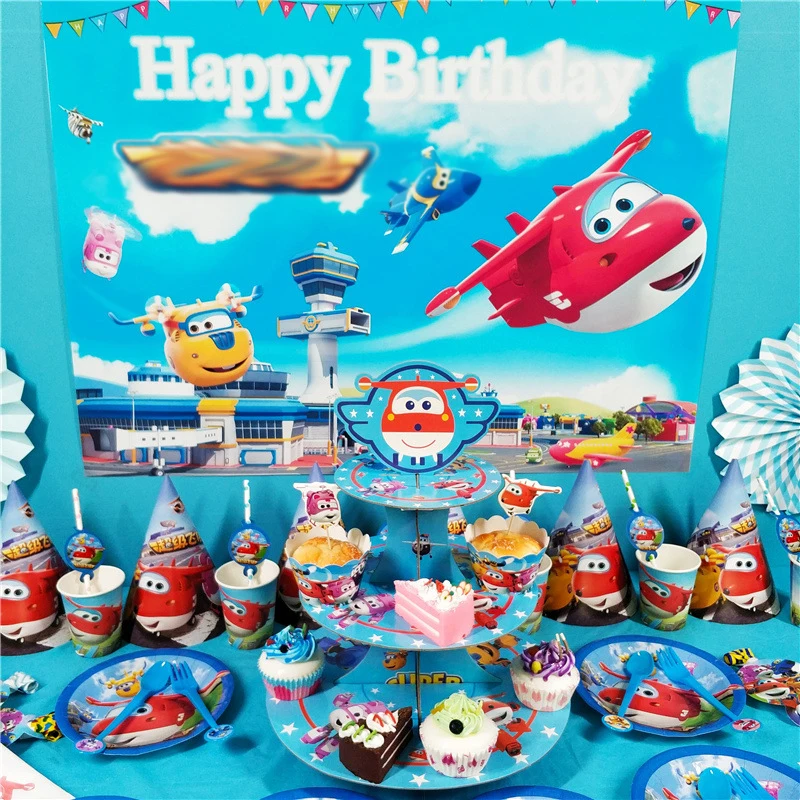 Супер Крылья тематический набор посуды детский день рождения декоративная бумага для вечеринок чашка бумажная шляпа тарелка салфетка детский душ воздушный шар