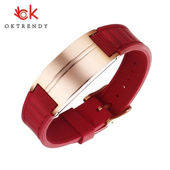 

OKTRENDY Magnetic Bracelet For Men Black Silicone Custom Heavy Bangle Gents Wristband Valentines Day Gift for Him