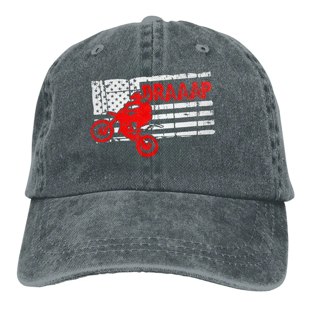 Braaap Мотокросс американский флаг для мужчин и женщин регулируемая бейсболка s джинсовая ткань хип-хоп кепка