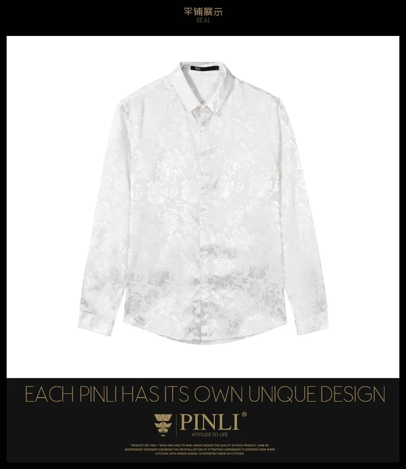 Camisa Social Лидер продаж Masculina Camiseta Pinli осень Новая Мужская квадратная жаккардовая тонкая рубашка с длинными рукавами B193413233