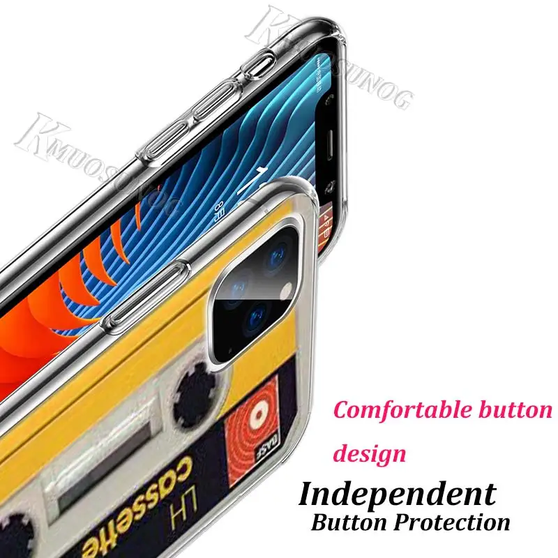 Прозрачный ТПУ чехол Классическая старая кассета для iPhone 11 11Pro XS MAX XR X 8 7 6S 6 Plus 5S чехол для телефона
