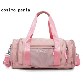 

Pink Black Women Travel Bag Cylinder Waterproof Sport Gym Bags Dry Wet Pocket Fitness Yoga Portable Large Duffel Handbags 2020