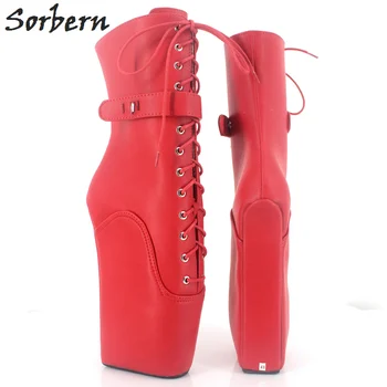 

Sorbern Sexy Ballet Wedges Ankle Boots For Women Custom Multi Colors Ankle Strap With Locks Lace Up Fetish Shoes Drag Queen Wear