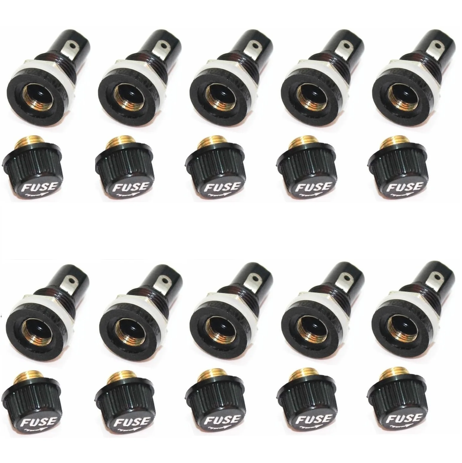 10 개 5*20mm 유리 퓨즈 홀더 5*20 보험 패널 마운트 퓨즈 홀더에 대 한 검은 보험 튜브 소켓 퓨즈 홀더