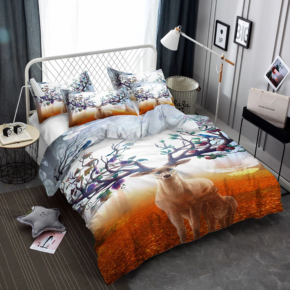 

BEST.WENSD Drop Ship top European and american style king size bedding set Cotton 3d zoon bed bedlinen Animal bed cover set 3D