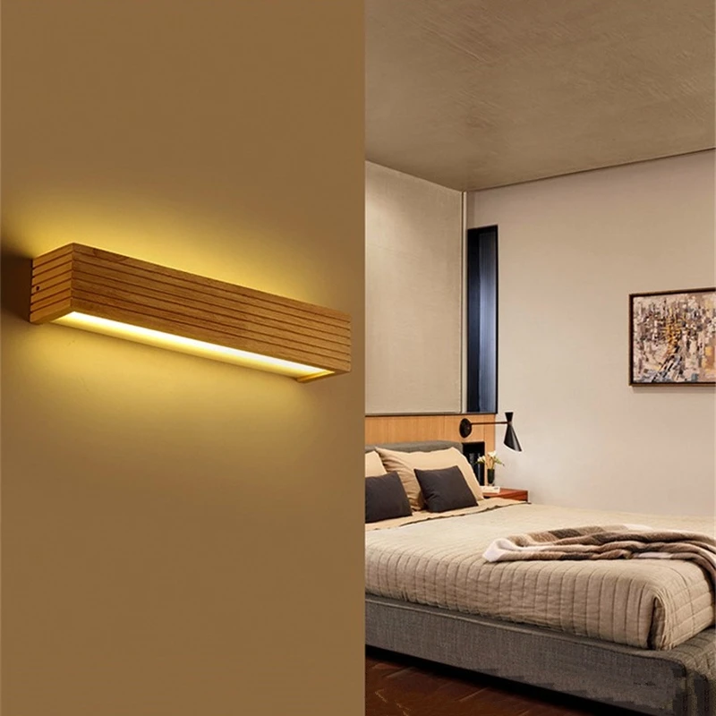 Led Wall Lamp Oak Wooden Wall Lamps Bedroom Bed Lamp Bathroom Home Wall Sconce Solid Wood Wall Light Fixtures led wall lamp wall light