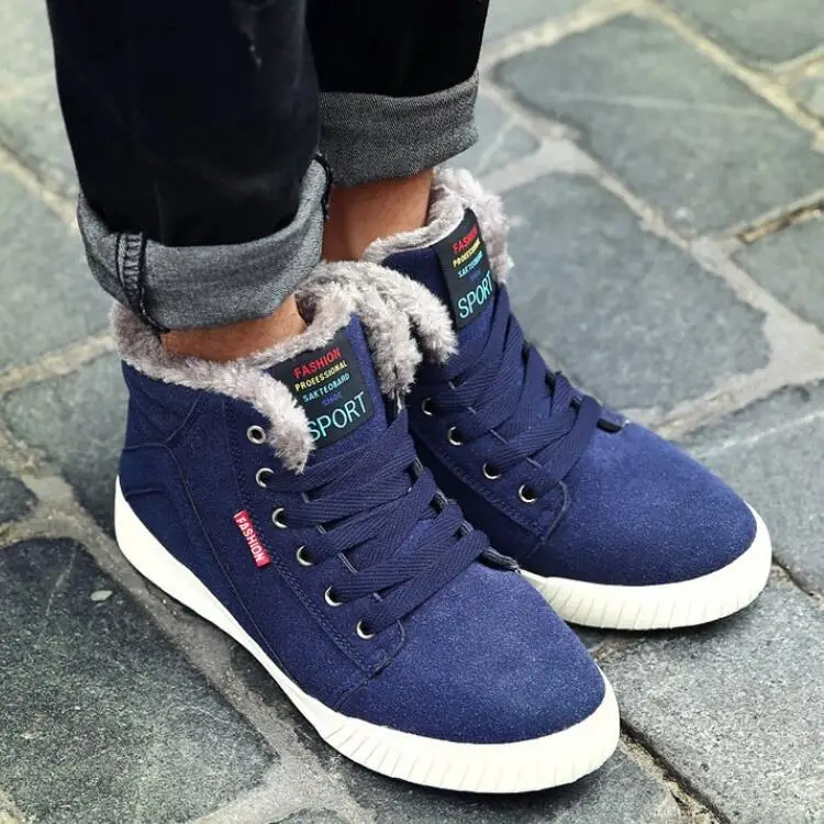 Men ankle boots matte PU snow warm shoes male man lace up shoe men's winter autumn booties sapato feminino chaussure M0173