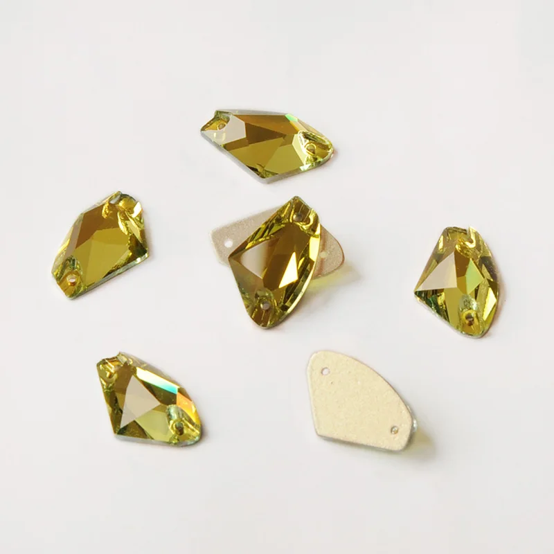 Light Topaz Галактические стеклянные стразы кристаллический элемент AB фуксия изумруд пришивные стразы блестящие стразы для украшения для одежды украшения - Цвет: Light Topaz