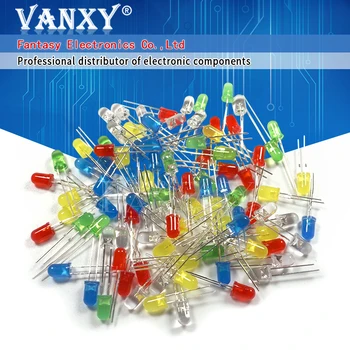 

5Colors*20PCS=100PCS 5mm LED Diode Light Assorted Kit Green Blue White Yellow Red COMPONENT DIY kit new original