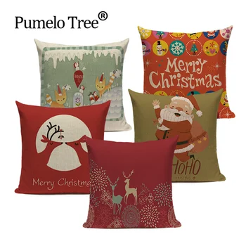 

New Year 2020 Merry Christmas Cute Deer Decorazioni Cushion Cover Natalizie Natale Decorazioni Christmas Tree Kerst Santa Noel