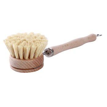 

1pc Creative Natural Eucalyptus + Sisal Long Handle Wood Scrubber Cleaning Pot Washing Machine Kitchen Multi-function Brush