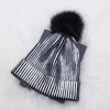 Hair Ball Warm Knitted Metallic Shiny Girl Autumn Winter Soft Crochet Cute Pompom Cap Beanie Windproof Solid Women Hats 1