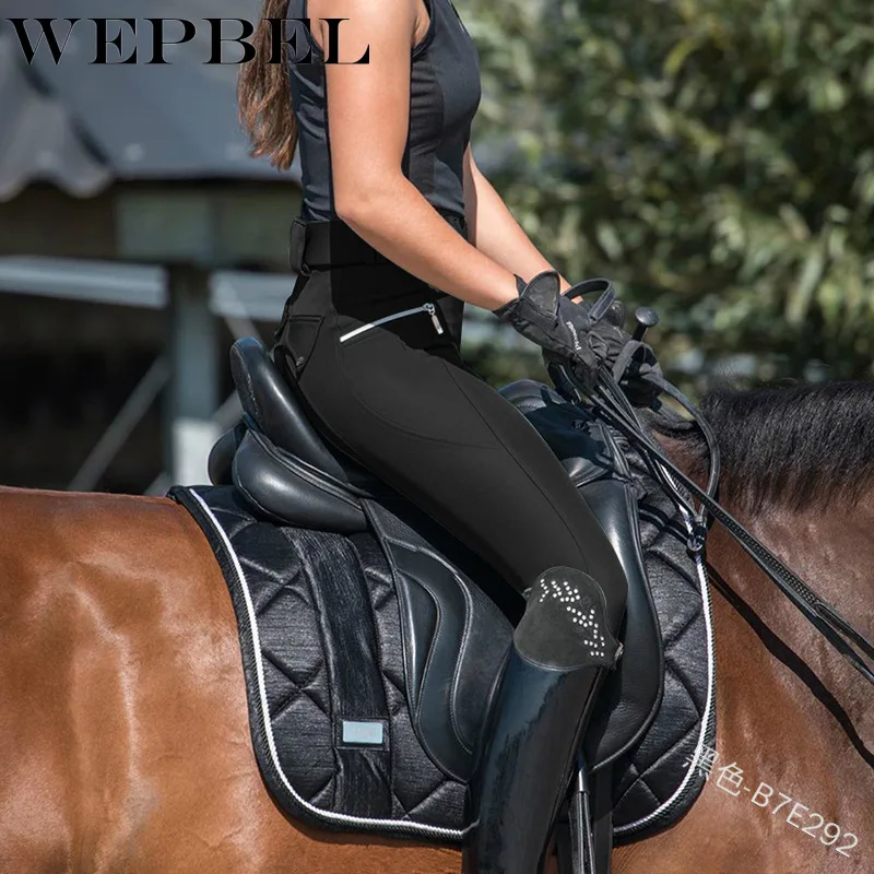 

WEPBEL Autumn Casual Skinny Pocket Zipper Riding Pencil Pants Women's Fashion Solid Color High Waist Equestrian Pants
