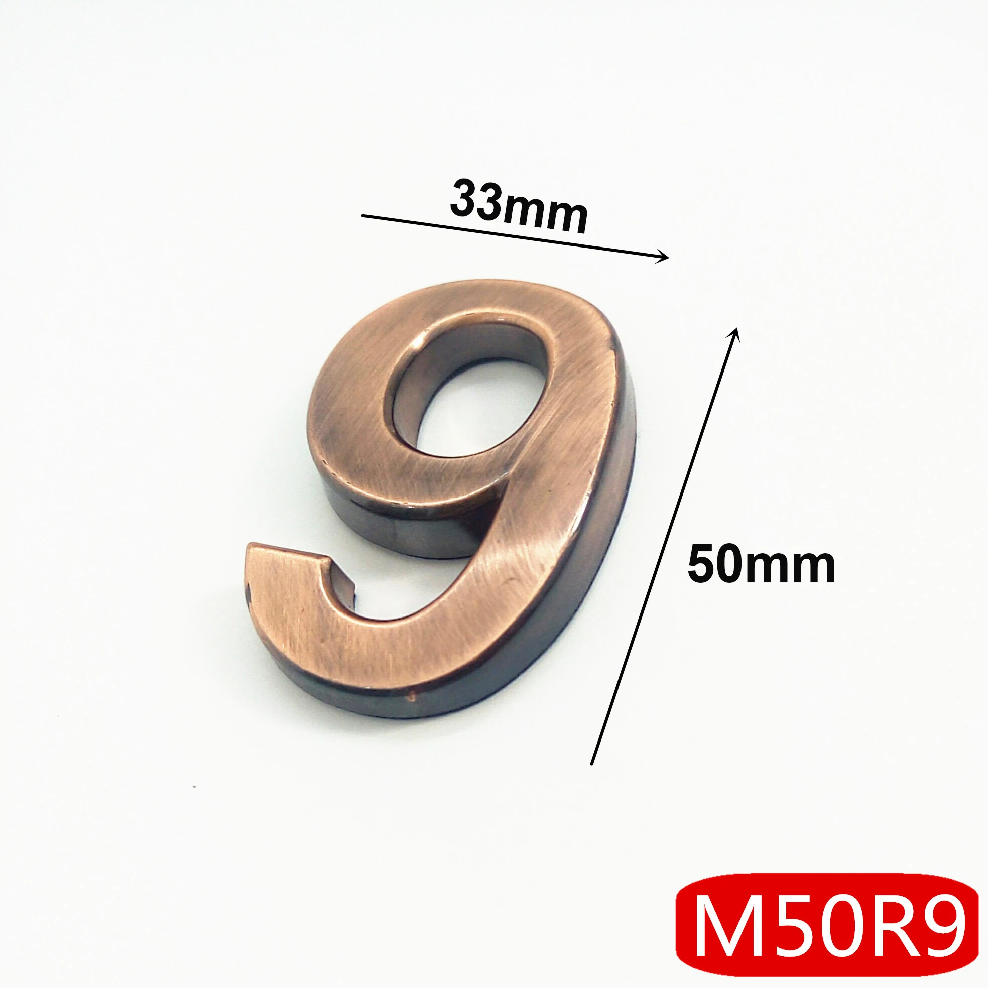 9 Wonzeal 50 мм 0123456789A-Z ABS пластик красная медь современная дверь адрес табличка номер дом отель стикер с цифрами табличка - Цвет: 9