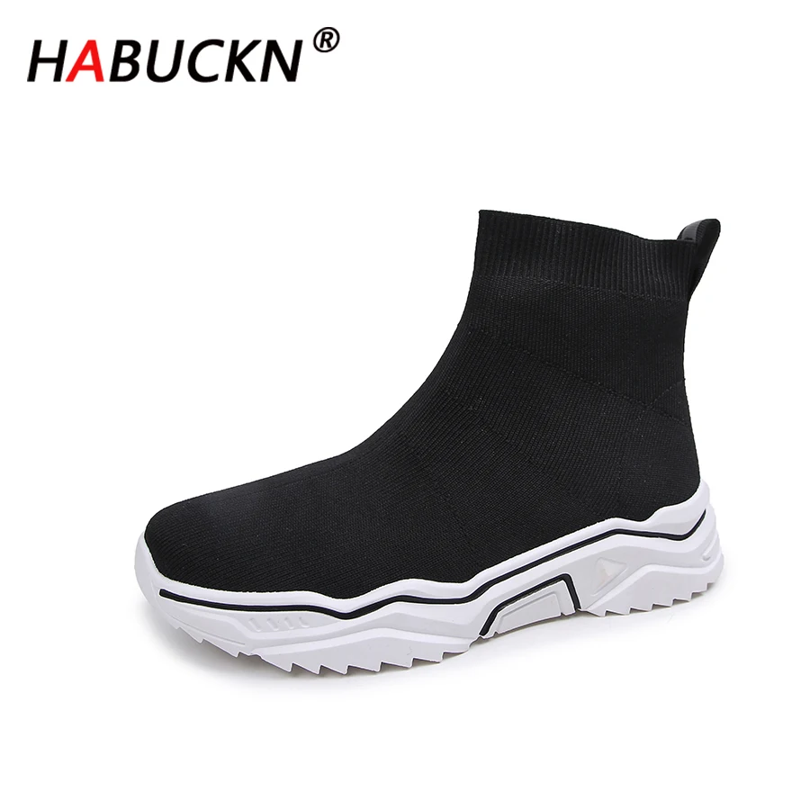 

HABUCKN Breathable Ankle Boot Women Socks Shoe Female Sneakers Casual Elasticity Wedge Platform Shoes zapatillas Mujer Soft Sole