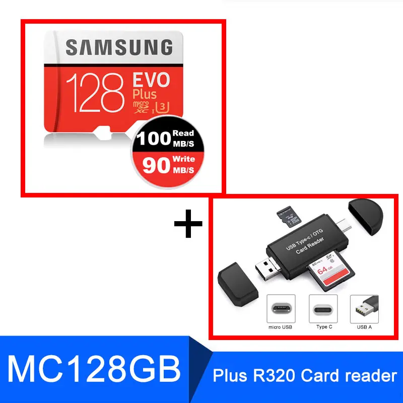 MC128G Plus R320 SAMSUNG Micro SD 128 Гб 64 ГБ 32 ГБ карта памяти 256 Гб класс 10 Microsd SDHC/SDXC TF C10 с OTG кардридер заголовок sd-карта 512 ГБ - Емкость: MC128G Plus R320