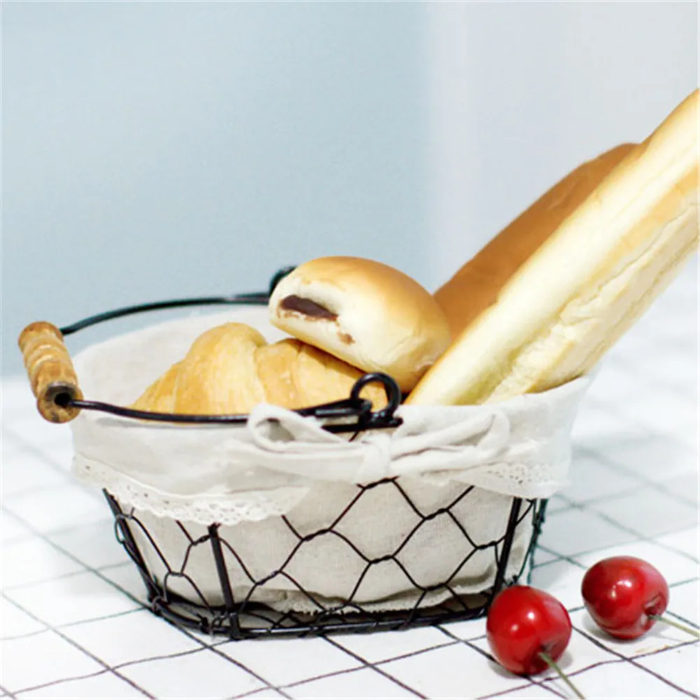 

Iron Art Wire Sundries Storage Basket Desktop Grocery Organizer Small Fruit Bowl Portable Mini Basket