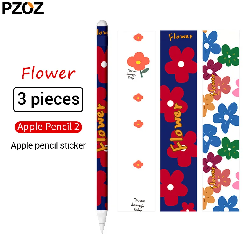 PZOZ для apple pencil 1 2 наклейки устойчивый к царапинам ультра тонкие нарисованные наклейки Стилус ручка с наклейками Нескользящая защитная бумага - Цвета: pencil2 Flower