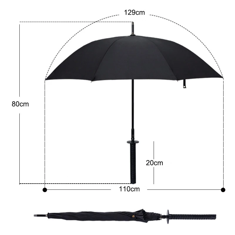 Длинная ручка большой Ветрозащитный Зонт-самурайский меч японского ниндзя, как для самозащиты и дождевые зонты с прямой творческий зонтик