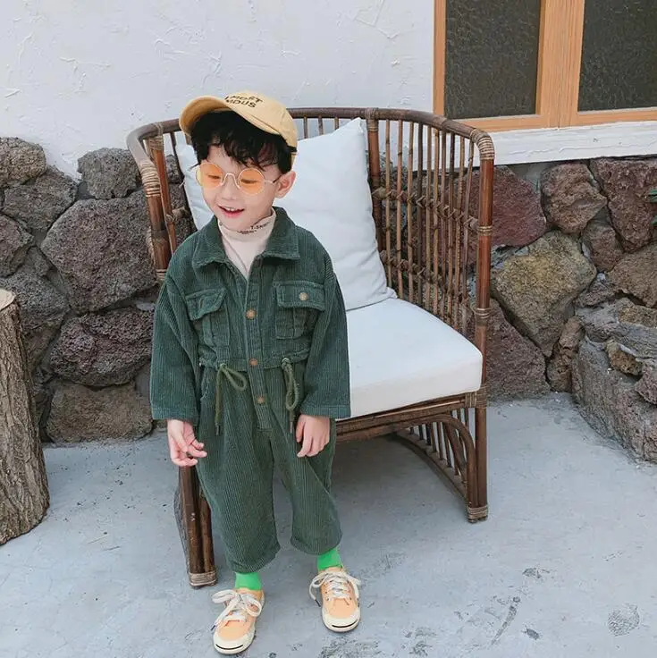 Korean Style Girls Boys Corduroy Overall Autumn Fashion Kids Pants 1-6 years