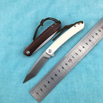 

LEMIFSHE ZY001 folding knife 14C28N steel blade cow bone mahogany handle outdoor camping hunting pocket fruit knife EDC tool