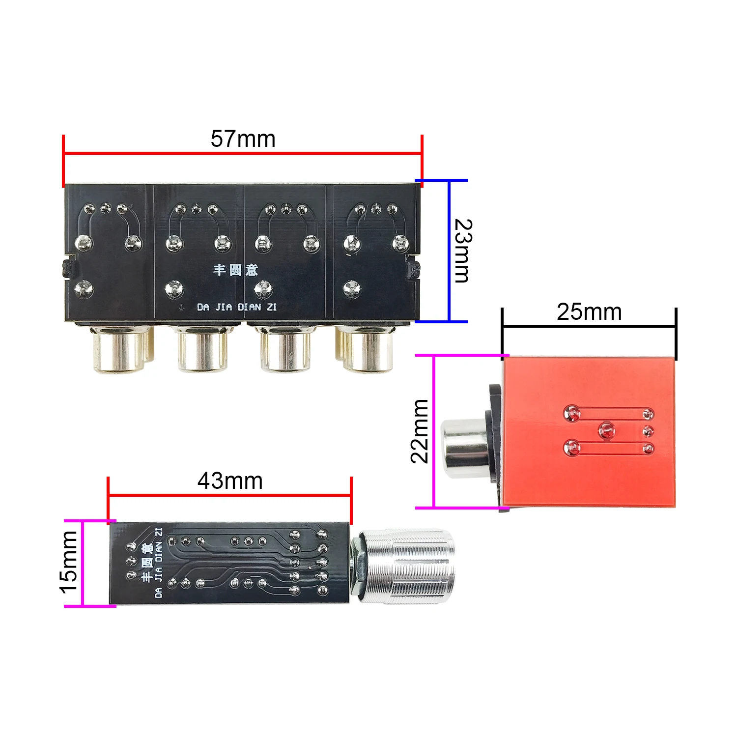 GHXAMP AV Audio Signal Switch Board 4-Way Stereo Source Switcher (1 point 4 or 4 choose 1) RAC Lotus Signal Input 1set 3
