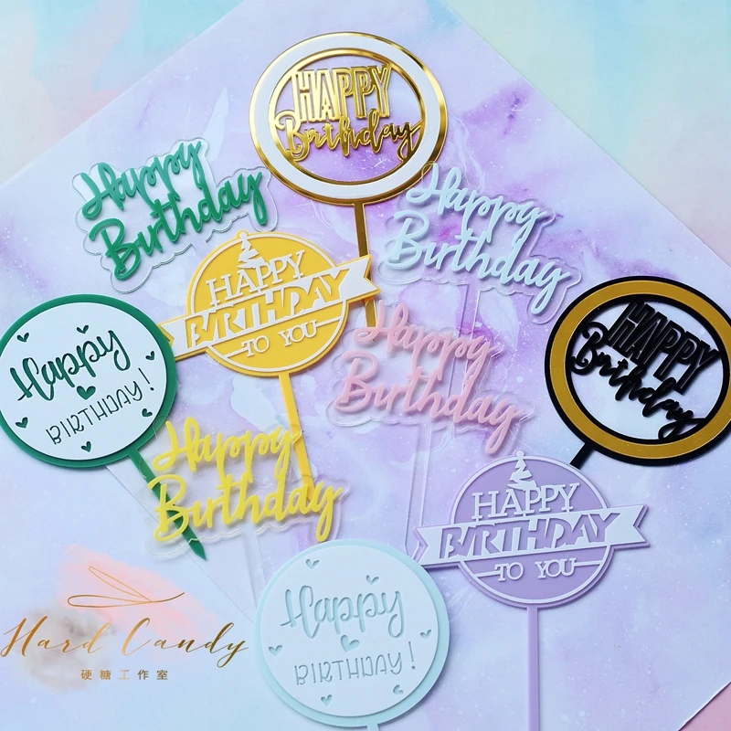 Блестки joyeux anniversaire gâteau Topper acrylique lettre или argent gâteau Top drapeau daporation pour GARCON flecte d'anniver
