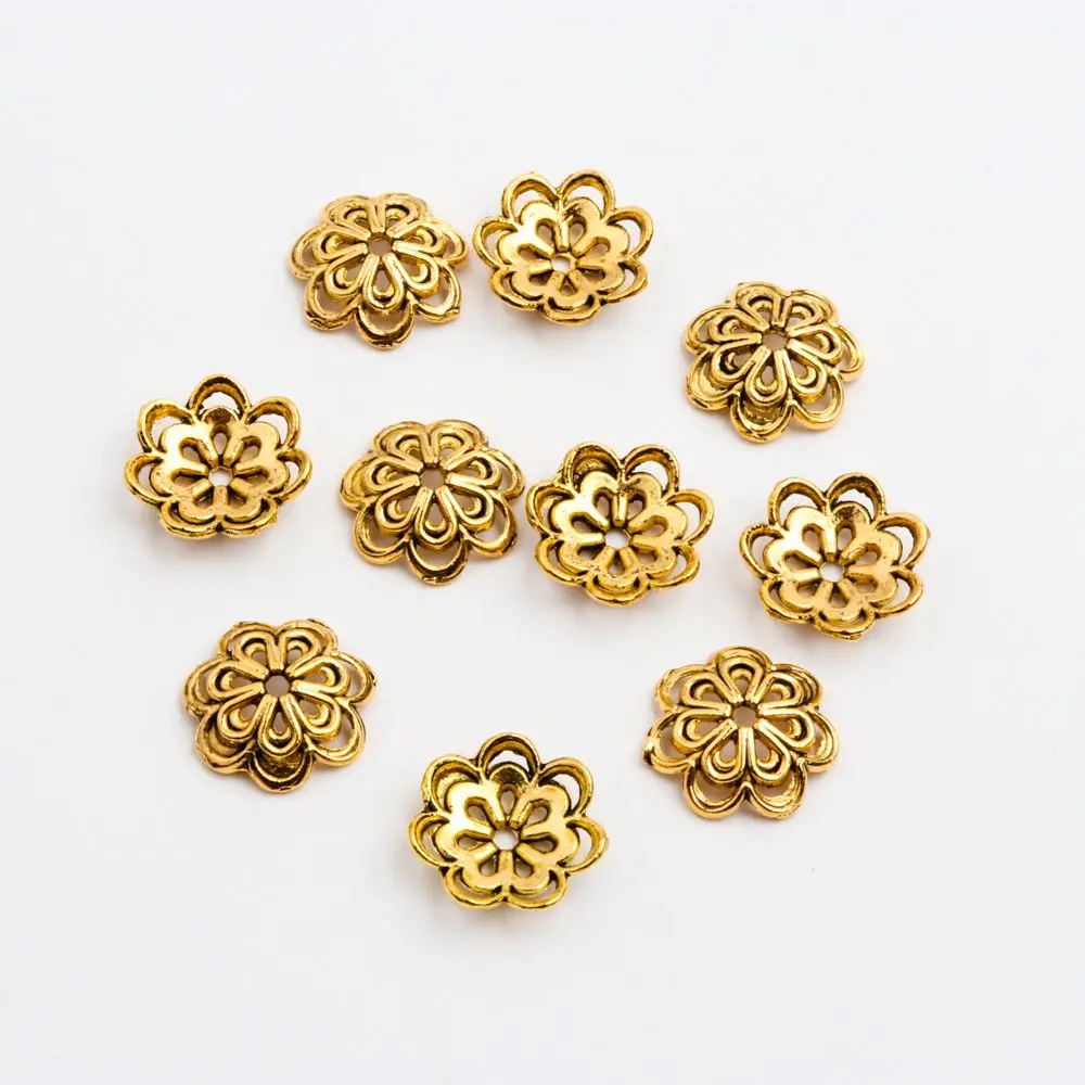 20 stücke 15-18mm Retro Antike Blume Lose Spacer Große Perlen Kappen Für Schmuck Handgemachte Armband Zubehör großhandel Versorgung – Detail 10