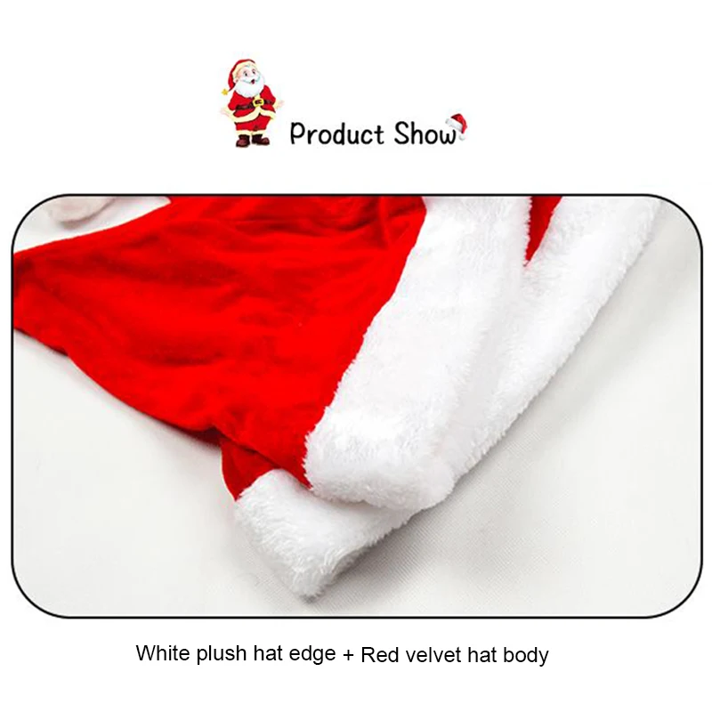 New Year Christmas Santa Claus Hat Red Velvet Plush Cotton Hats For Adult Children Christmas Festival Ornaments Decoration