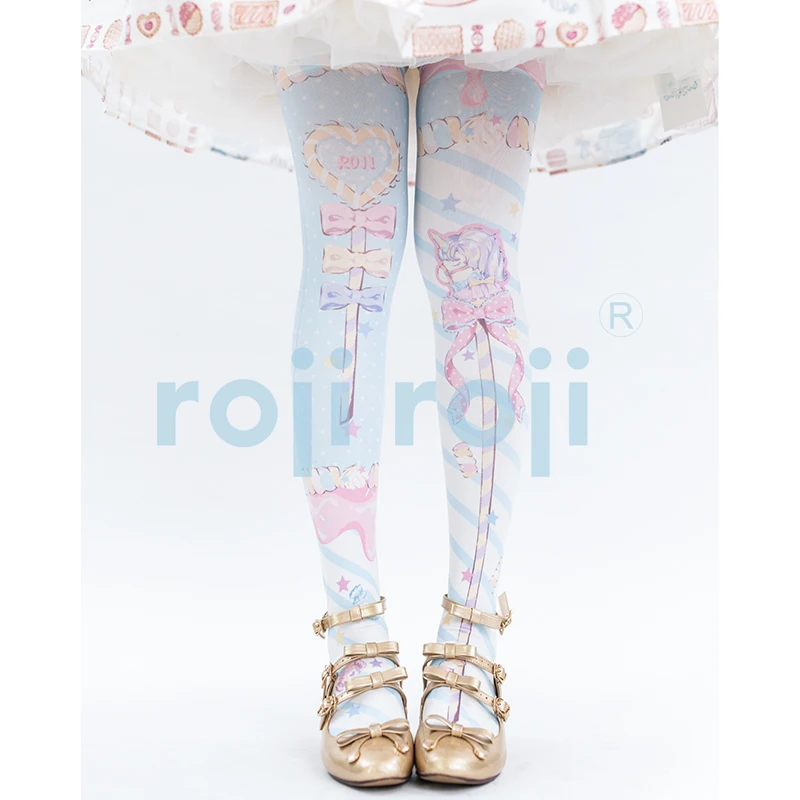 Lolita Socks Women's Summer and Autumn Mid-Socks Velvet Printed Knee Japanese | Тематическая одежда и униформа