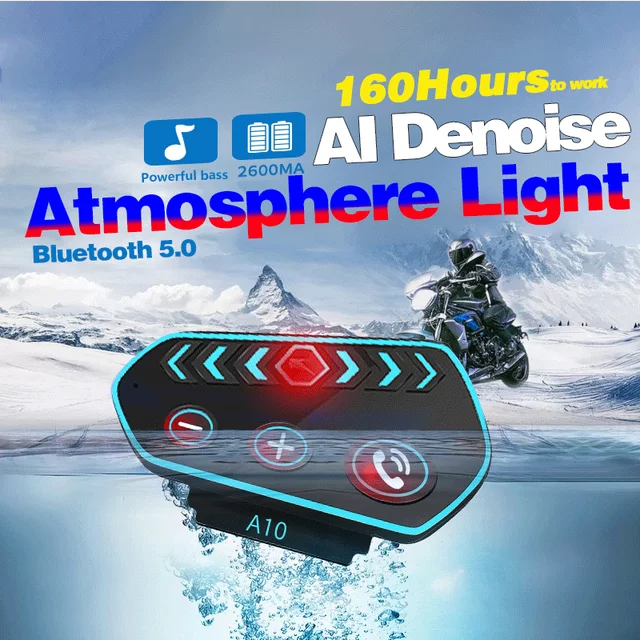 BT אופנוע קסדת אוזניות עמיד למים קול סיוע צבעוני אור אלחוטי Bluetooth HD קורא Moto אוזניות אינטרקום