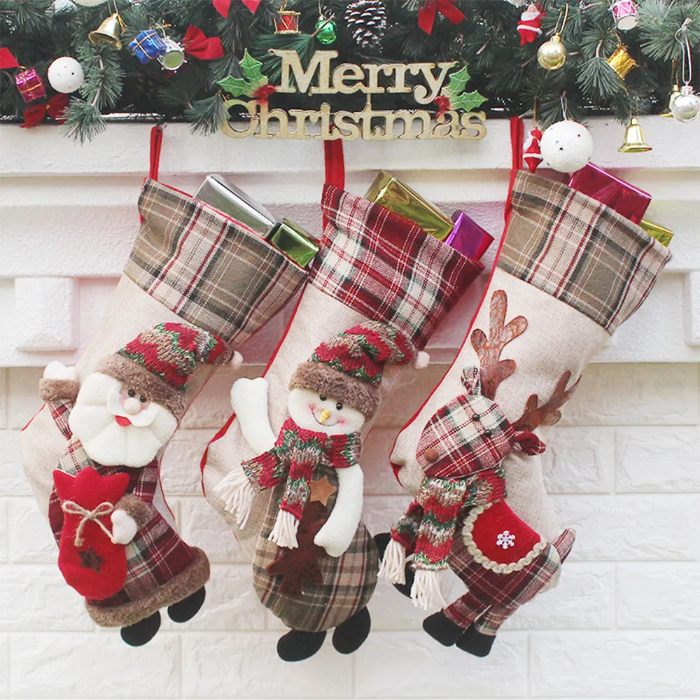 cheap Stocking Gift Bags Creative Novelty Comfortable Non Woven Elk Snowman Hanging Ornaments Party Supplies Home Decor