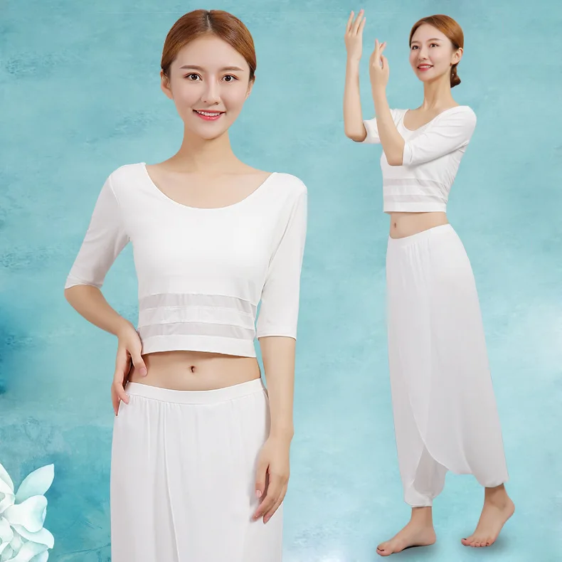 

Dance Rhyme Yoga Suit White Suit Spring And Summer New Style Chiffon Gauze Yoga Performance Dance Pants Elegant Costume Women's