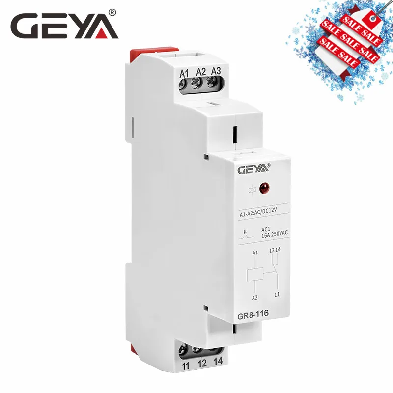 GEYA Din рейка Тип GR8 AC DC 12V реле промежуточного реле вспомогательное реле 8A 16A