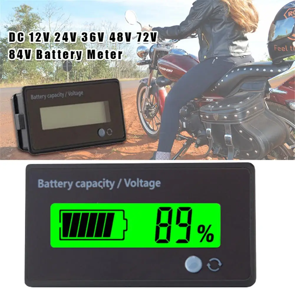 

12V-84V Battery Voltage Meter LCD Lead Acid Lithium Battery Capacity Digital Tester Electric Quantity Detector for Car Vehicle