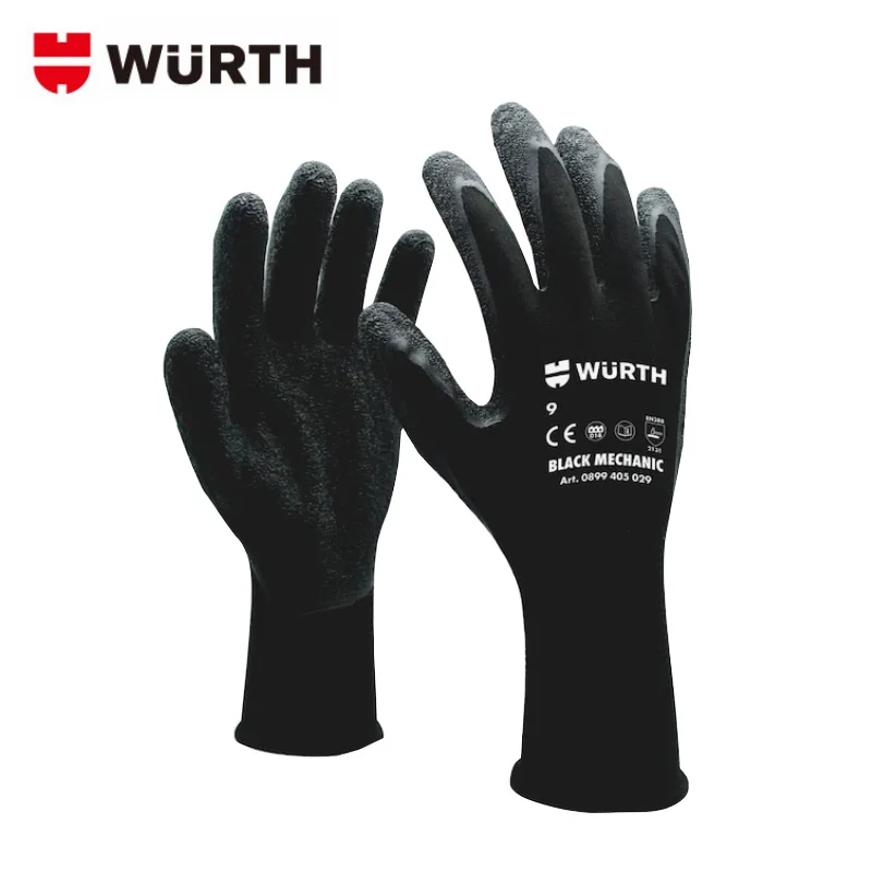 Wurth Protective Glove Black Mechanic Nylon Fabric Coated Safety Work