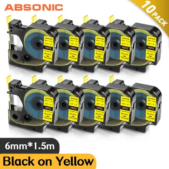 

18052 Black on Yellow 6mm Compatible DYMO Wire Marker Rhino Heat Shrink Tubes Tape Cassette Labeling for Rhino 4200 5200 Printer