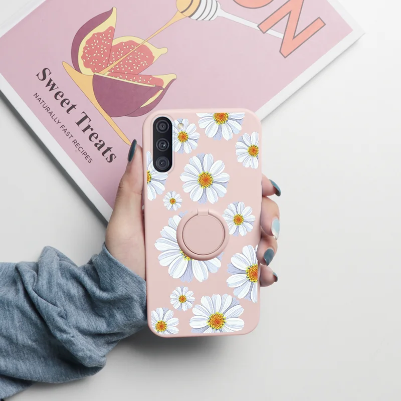 For Samsung Galaxy A11 M11 Case Magnetic Ring Holder Cover For Samsung A 11 M 11 GalaxyA11 GalaxyM11 Flowers Silicone Shell Etui samsung cute phone cover Cases For Samsung