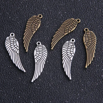 

12pcs/lot 9*30mm Two Colo Wholesale Metal Mini Angel Wings Charms Pendants Jewelry Making