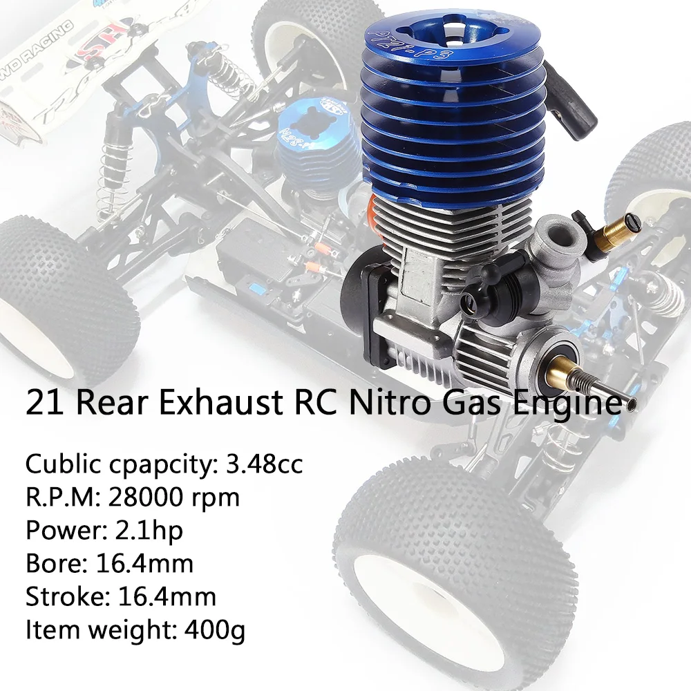 SH21 задний выхлоп RC Nitro Gas двигателя 3.48CC для RC HSP HPI гонки Redcat 1/8 1/10 деталь нитро-двигателя Himoto Redcat багги-монстр грузовик машина для дрифта