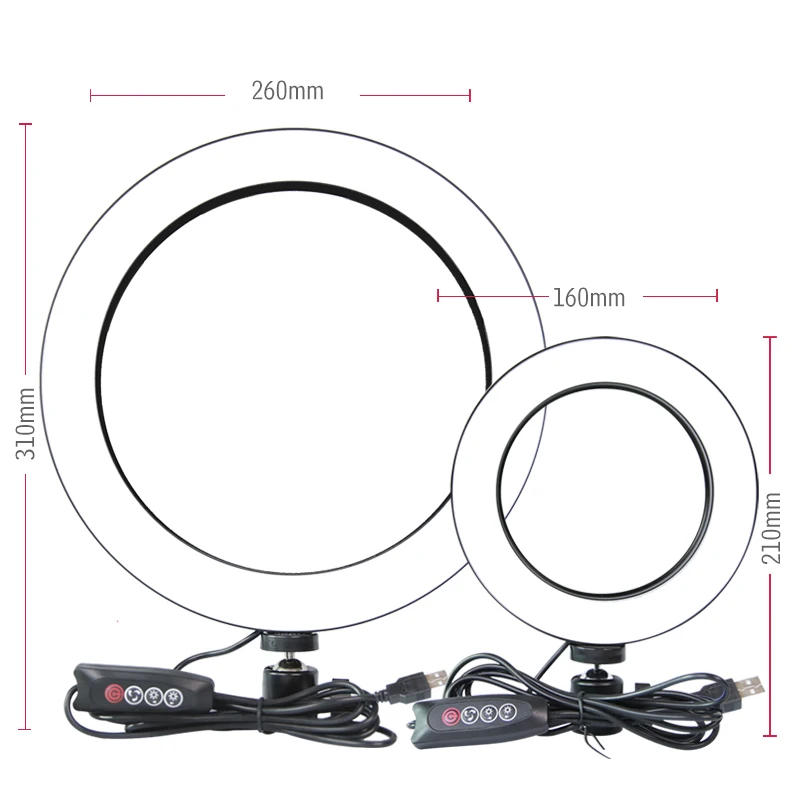  Photography LED Selfie Ring Light 16/26CM Dimmable Lighting Camera Phone Ring Lamp With USB For You - 4000045343850