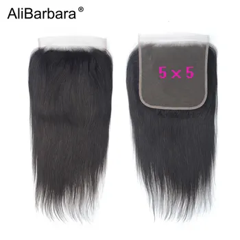 

Alibarbara Hair 5x5 Lace Closure Peruvian Straight Human Hair Closure Free/Middle/Three Part Remy Hair Swiss lace 8-22inch