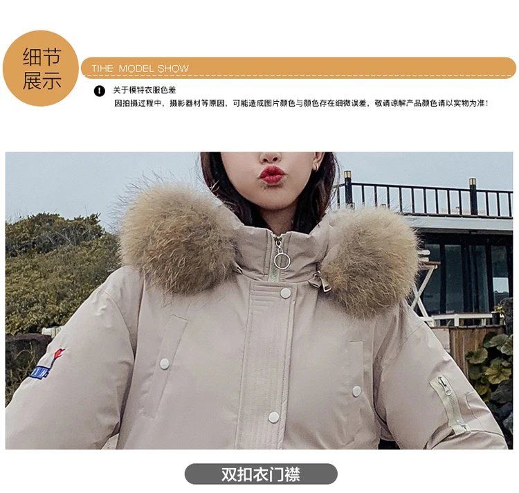 Down Jacket Cotton-padded Clothes WOMEN'S Dress Winter Mid-length over-the-Knee Large Fur Collar INS Loose Thick Online Celebrit