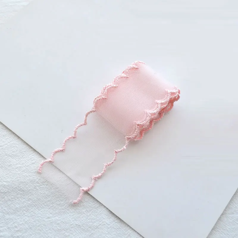 1yard Color Lace 38mm Fine Mesh Wave Ribbon  Decoration Handmade Headdress Hair Accessories DIY Material Bow